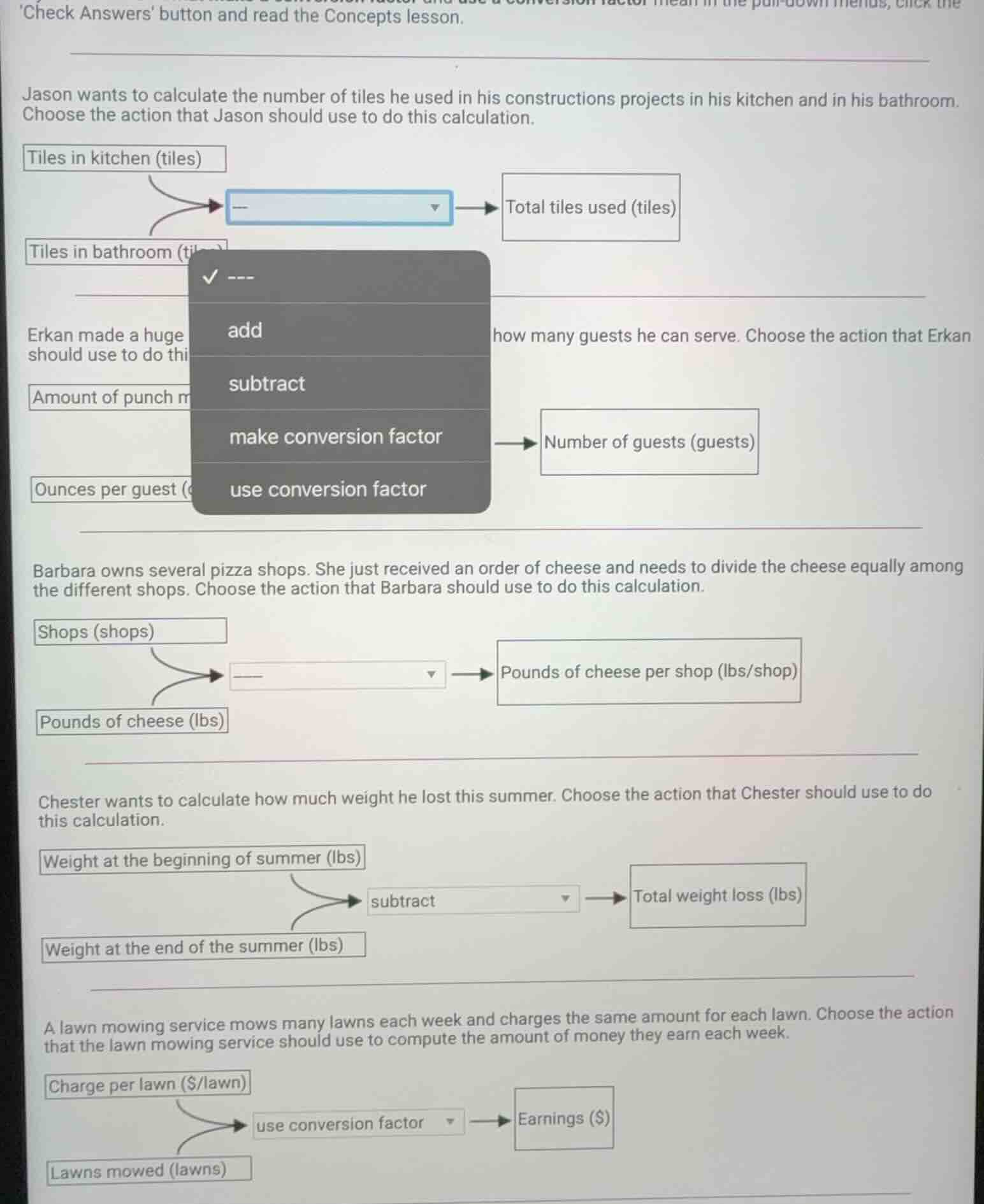 check answers button and read the concepts lesson. jason wants to calcu…