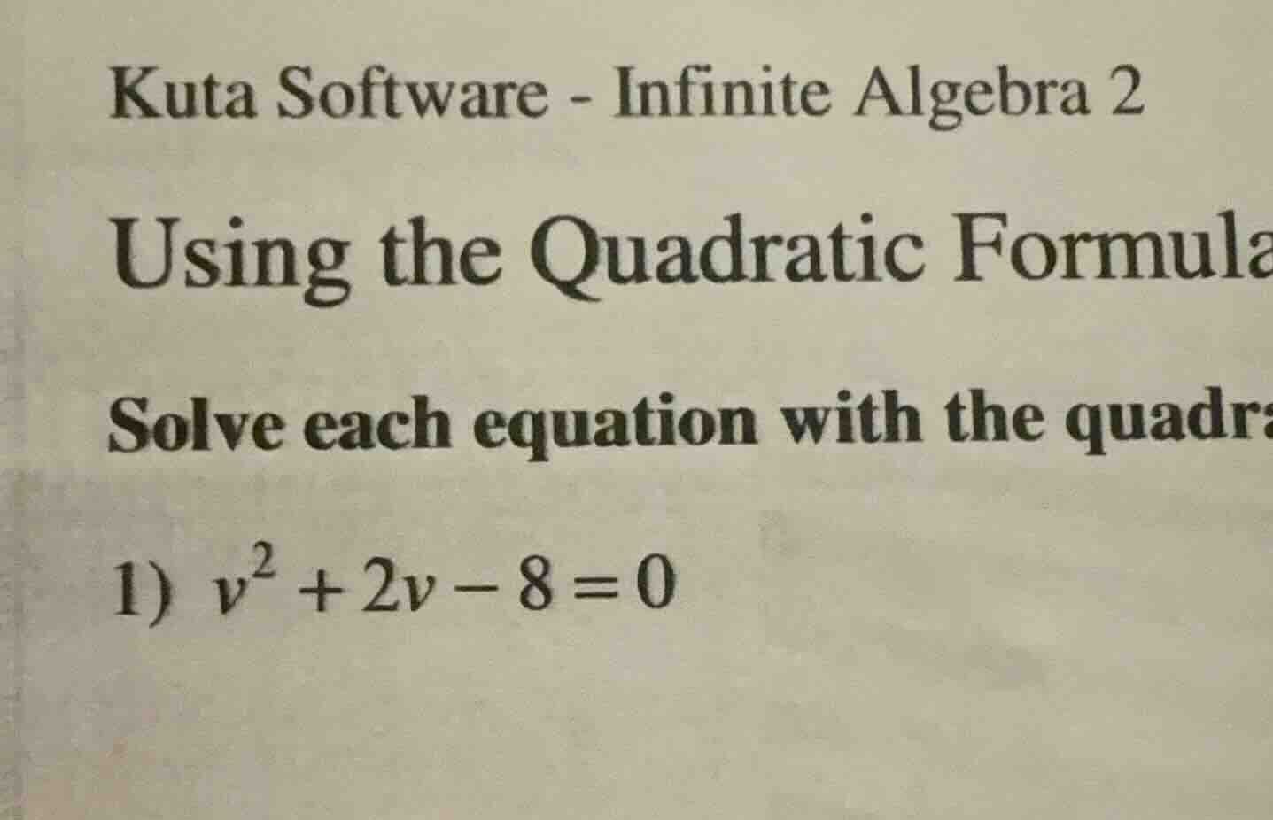 kuta software - infinite algebra 2 using the quadratic formula solve ea…