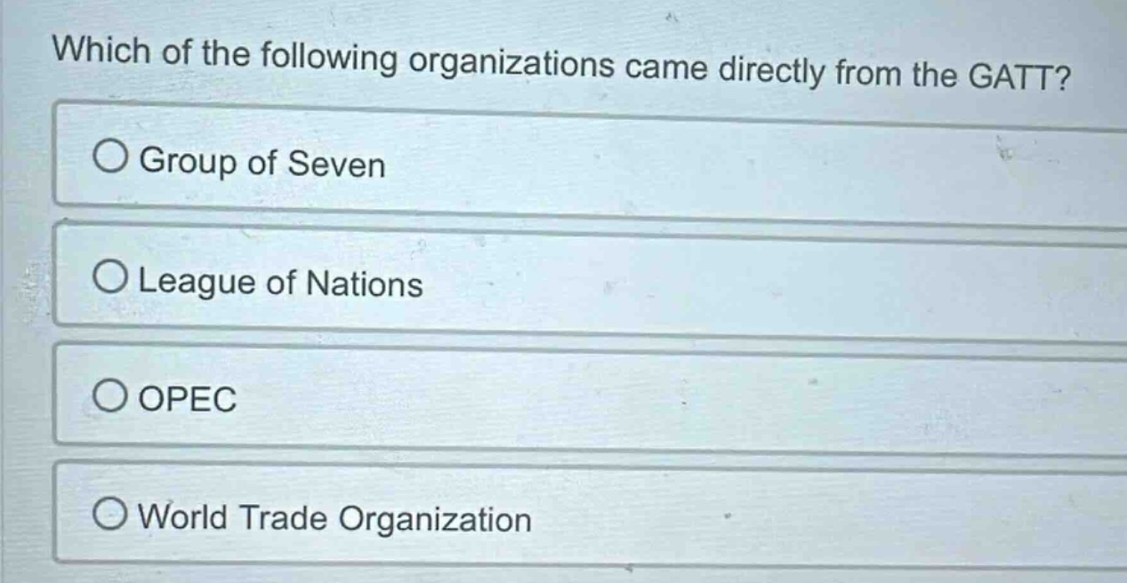 which of the following organizations came directly from the gatt? group…