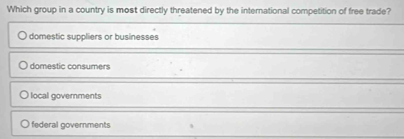 which group in a country is most directly threatened by the internation…