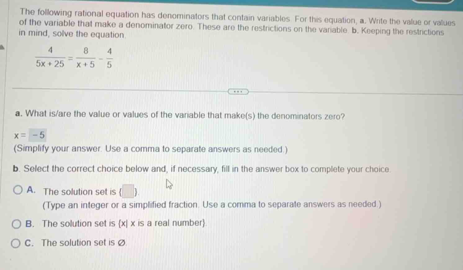 the following rational equation has denominators that contain variables…