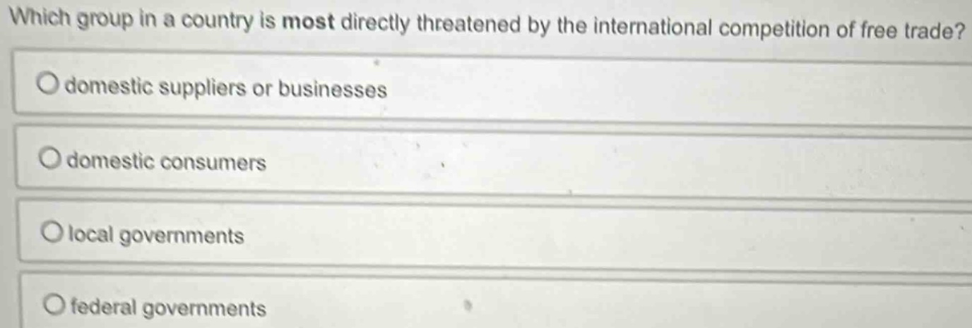 which group in a country is most directly threatened by the internation…