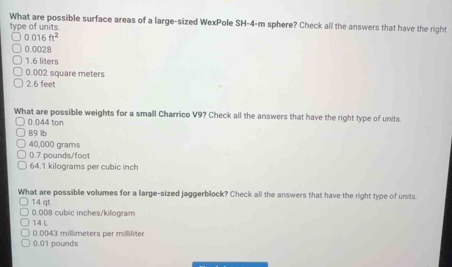what are possible surface areas of a large - sized wexpole sh - 4 - m s…