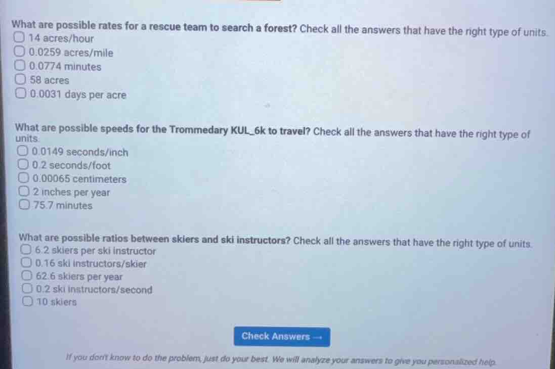 what are possible rates for a rescue team to search a forest? check all…