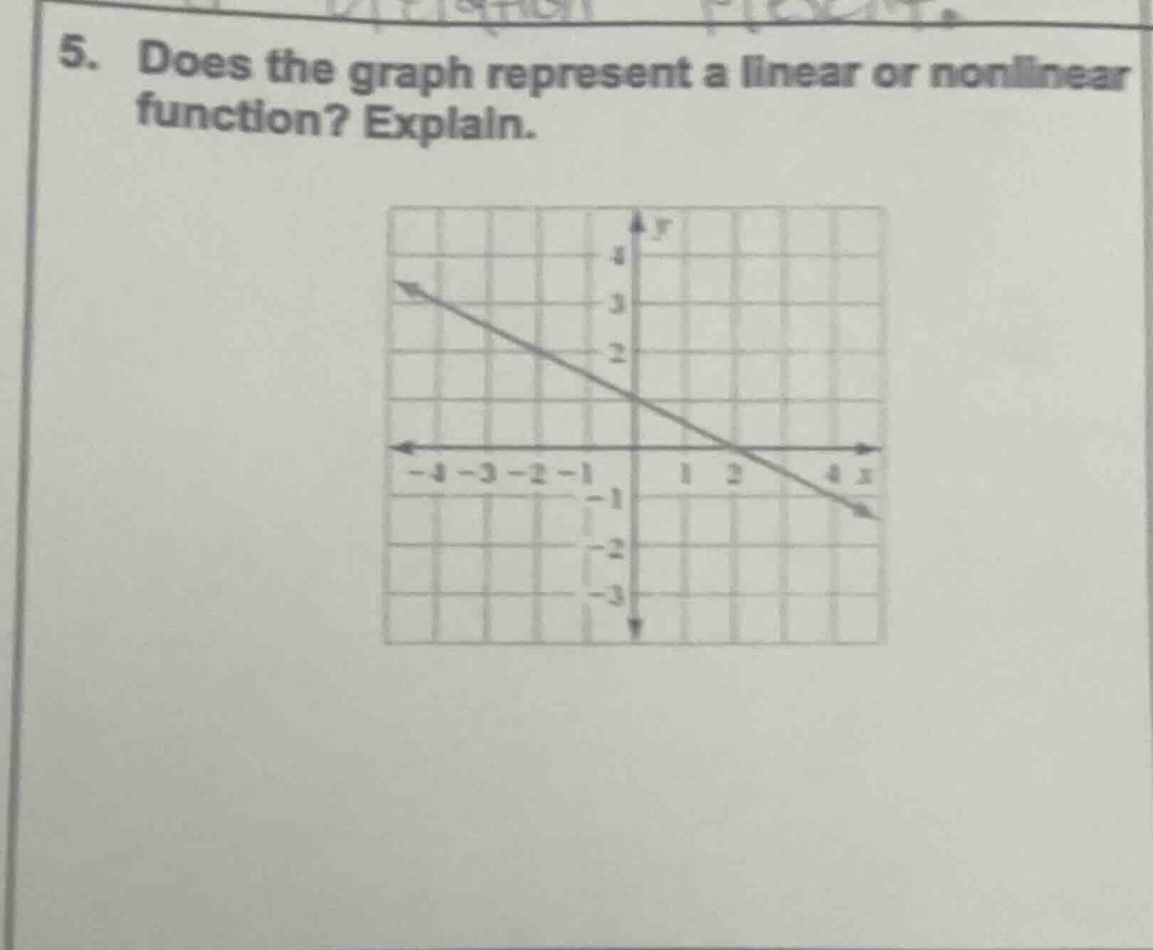 5. does the graph represent a linear or nonlinear function? explain.