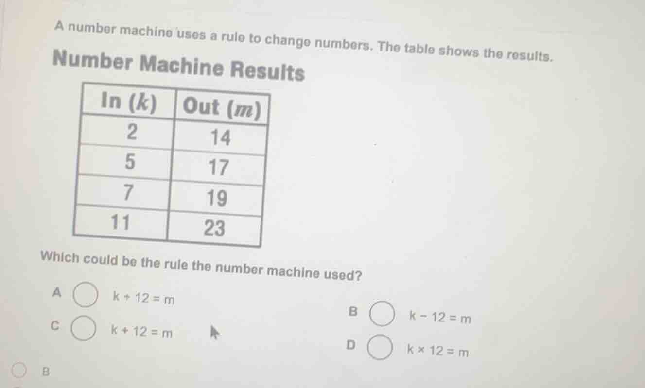 a number machine uses a rule to change numbers. the table shows the res…