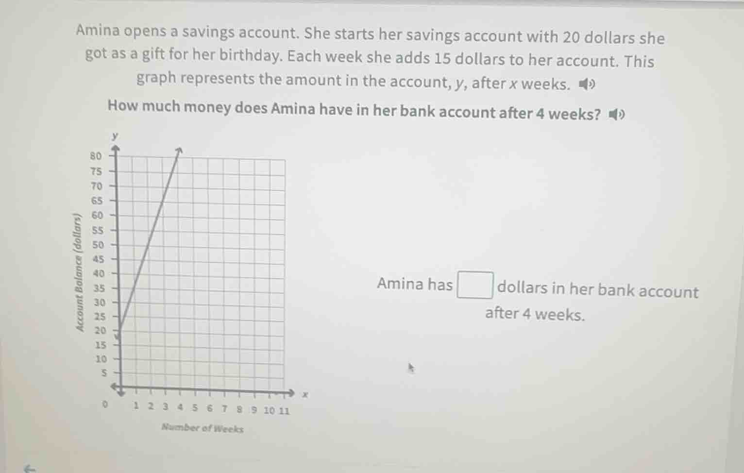 amina opens a savings account. she starts her savings account with 20 d…