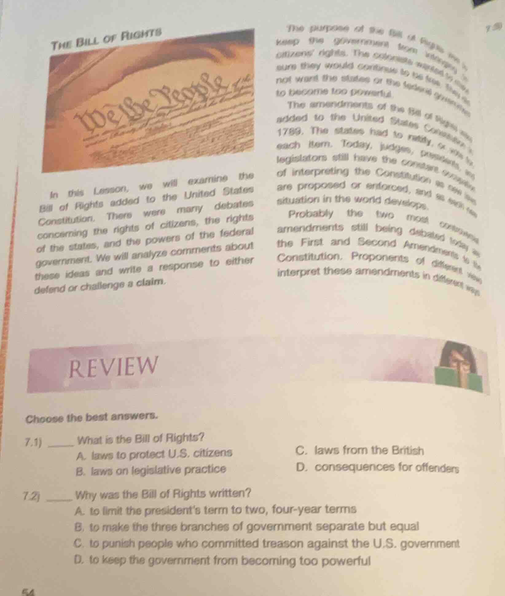 the bill of rights in this lesson, we will examine the bill of rights a…