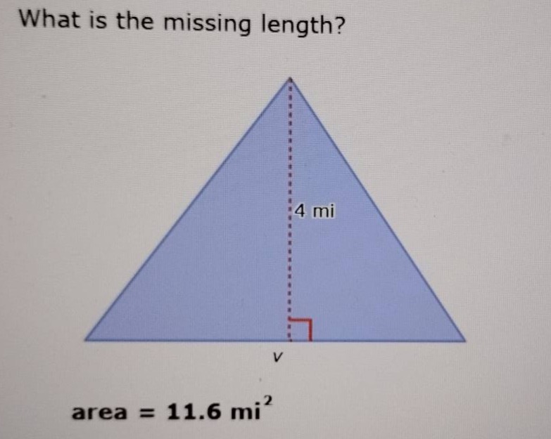 what is the missing length? 4 mi v area = 11.6 mi²