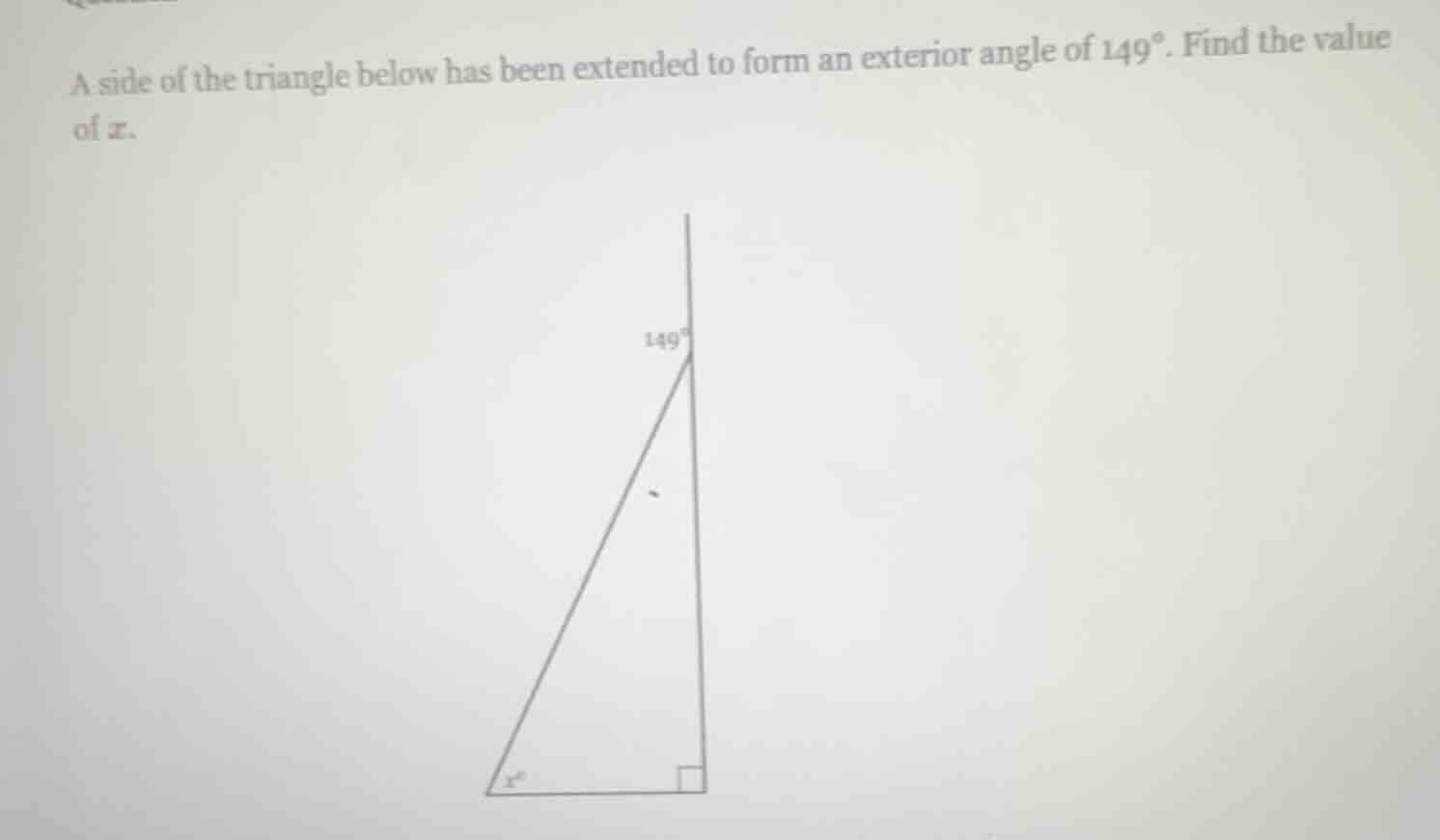 a side of the triangle below has been extended to form an exterior angl…