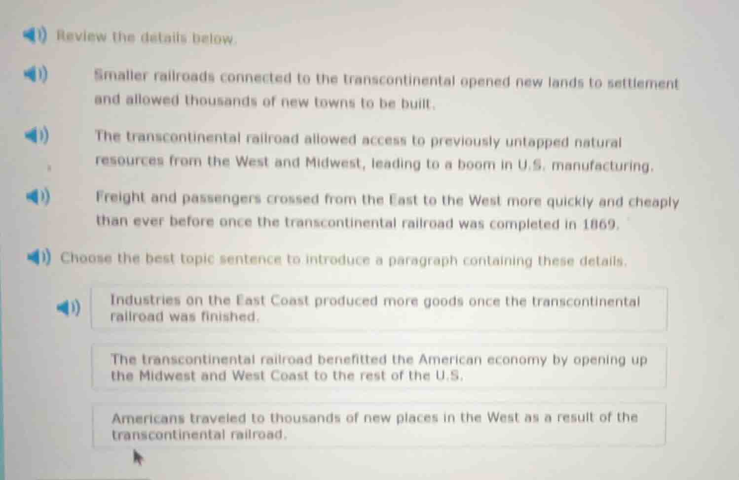 review the details below. smaller railroads connected to the transconti…