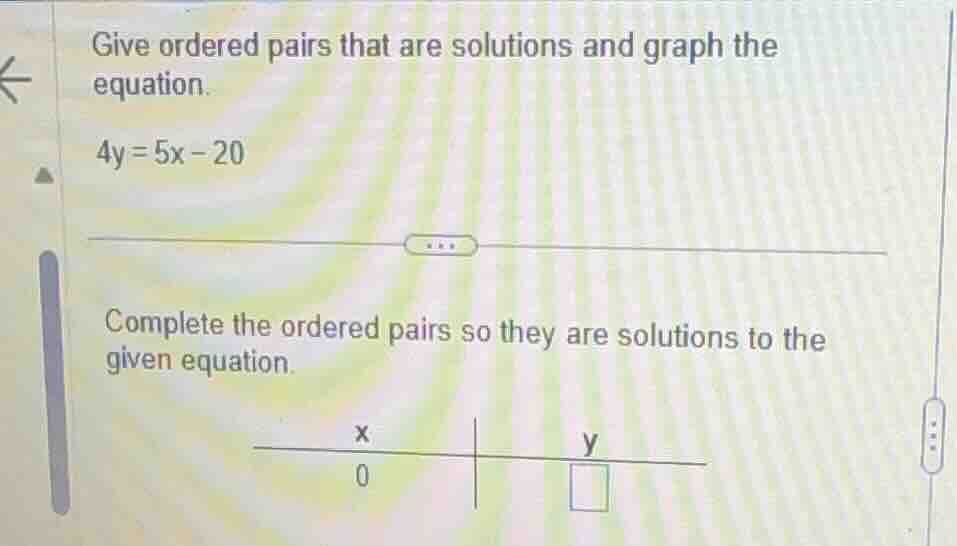 give ordered pairs that are solutions and graph the equation.\\(4y = 5x…