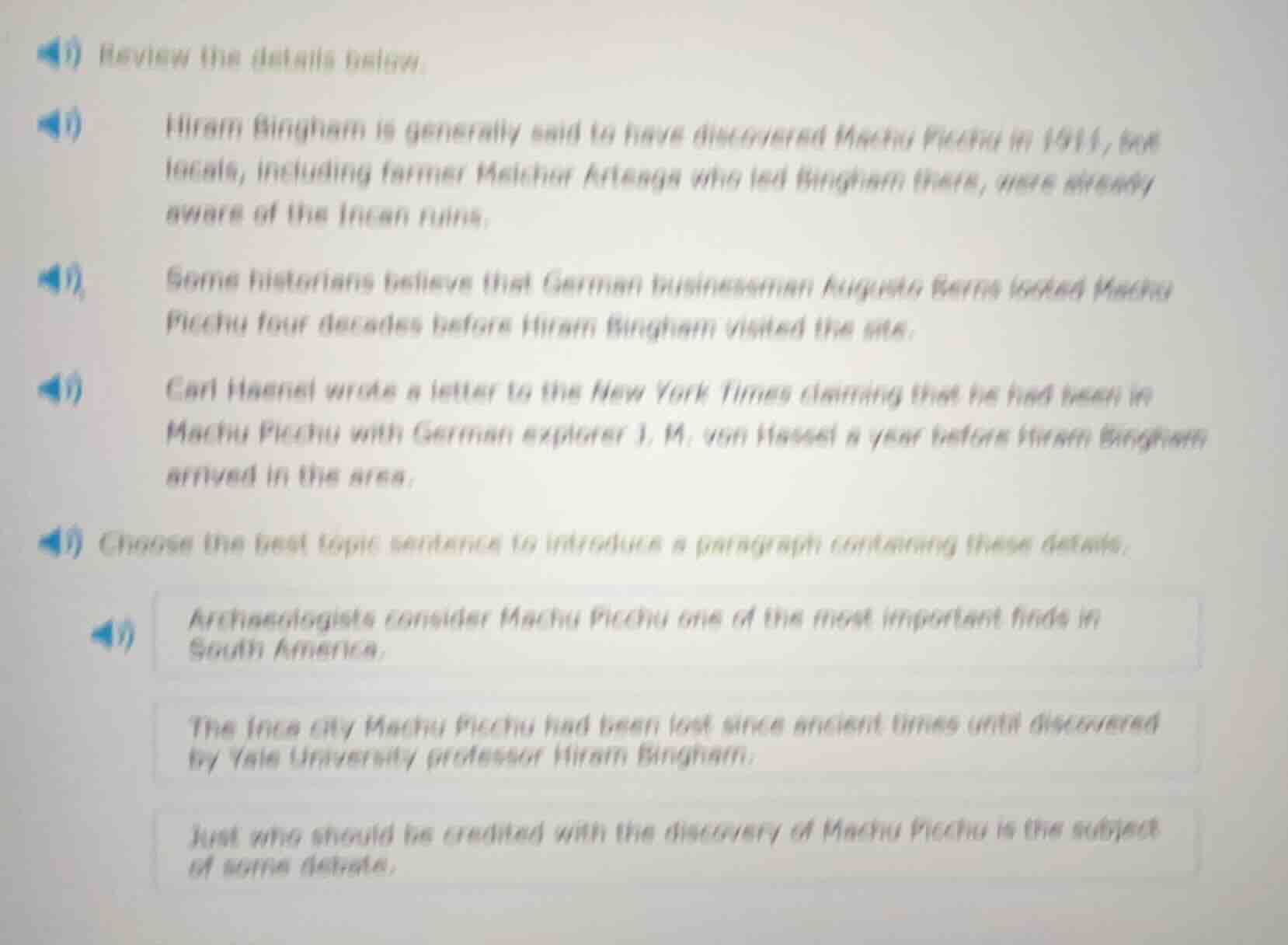 3) review the details below: i) hiram bingham is generally said to have…