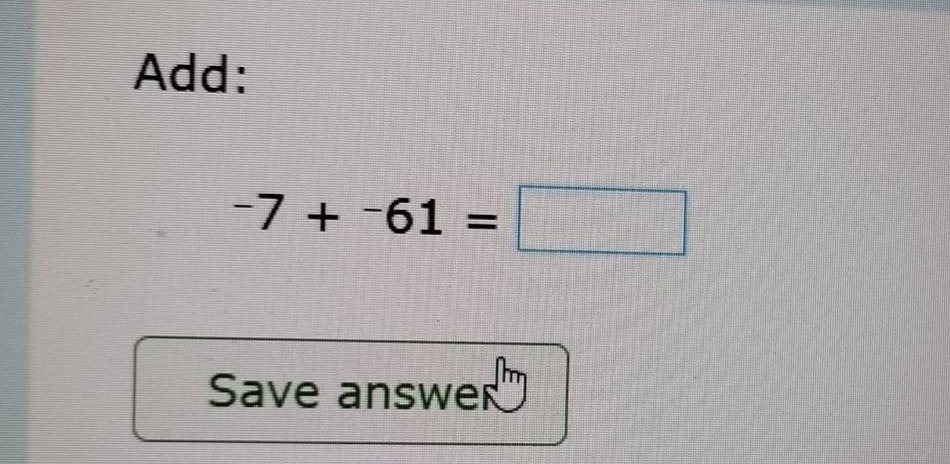 add: -7 + -61 =