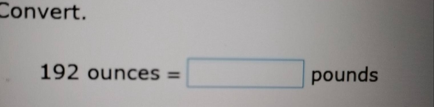 convert. 192 ounces = box pounds