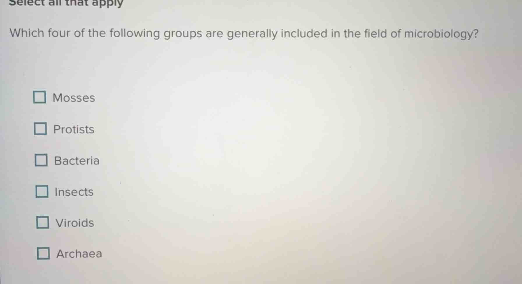 select all that apply which four of the following groups are generally …