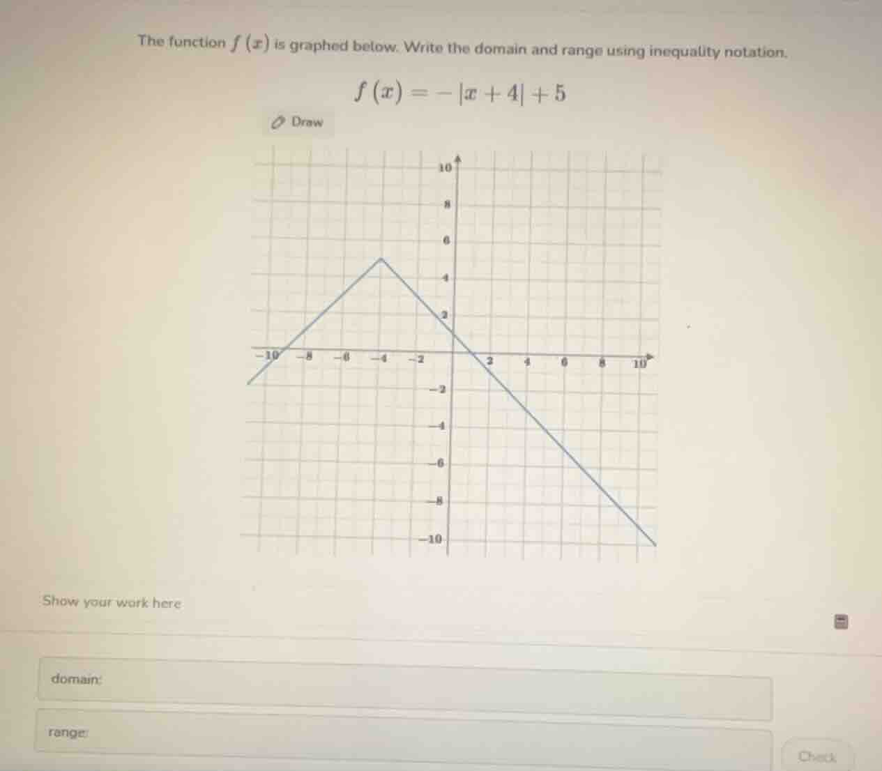 the function $f(x)$ is graphed below. write the domain and range using …