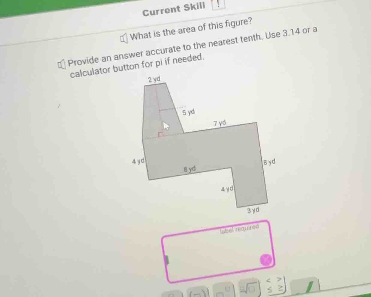 what is the area of this figure? provide an answer accurate to the near…