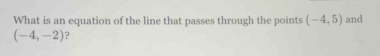 what is an equation of the line that passes through the points (-4, 5) …
