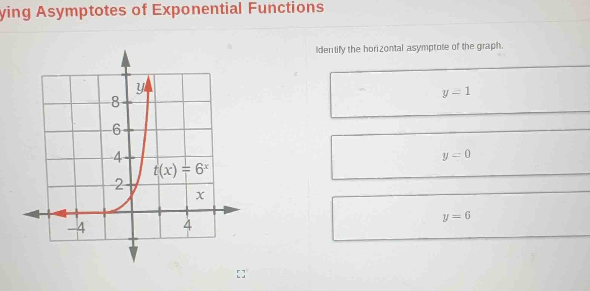 ying asymptotes of exponential functions identify the horizontal asympt…