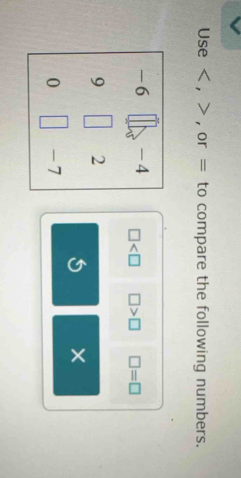 use <, >, or = to compare the following numbers.