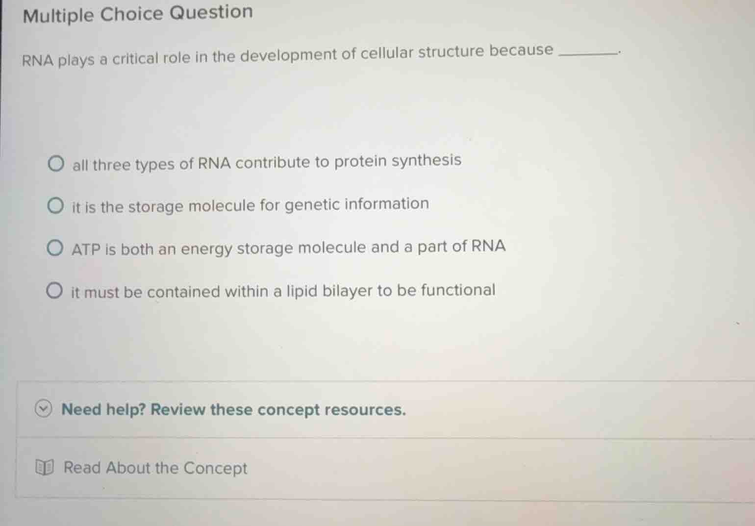 multiple choice question rna plays a critical role in the development o…