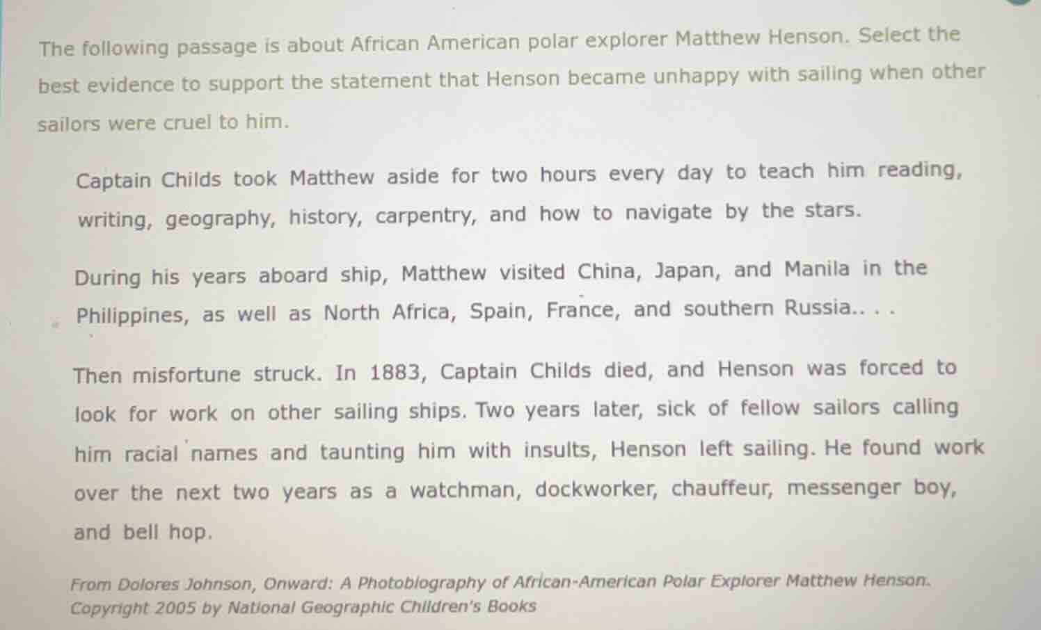 the following passage is about african american polar explorer matthew …