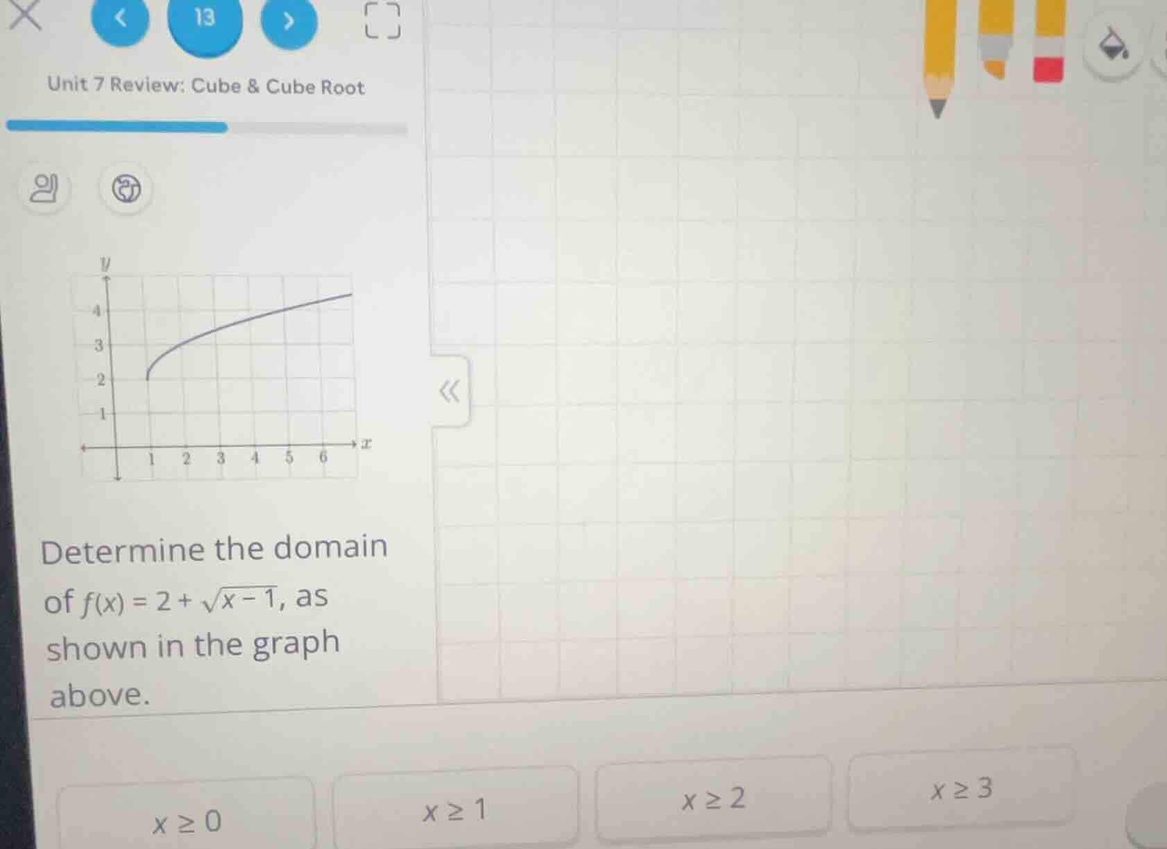 unit 7 review: cube & cube root determine the domain of ( f(x) = 2 + sq…