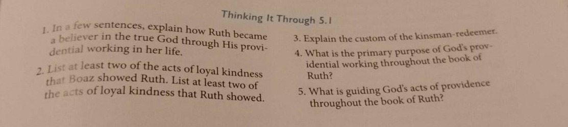 thinking it through 5.1 1. in a few sentences, explain how ruth became …