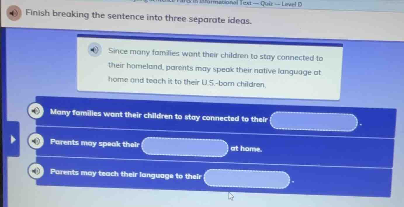 finish breaking the sentence into three separate ideas. since many fami…
