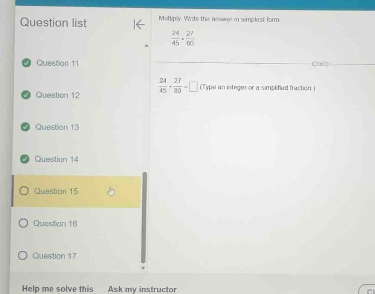 multiply write the answer in simplest form \\(\\frac{24}{45} \\cdot \\f…