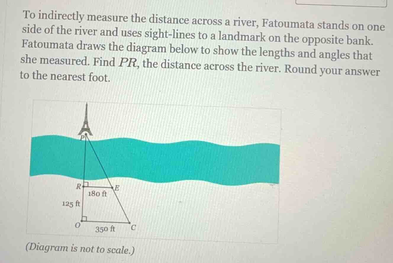 to indirectly measure the distance across a river, fatoumata stands on …