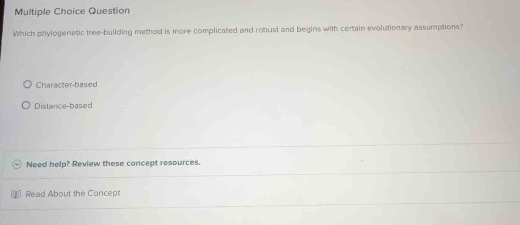 multiple choice question which phylogenetic tree - building method is m…