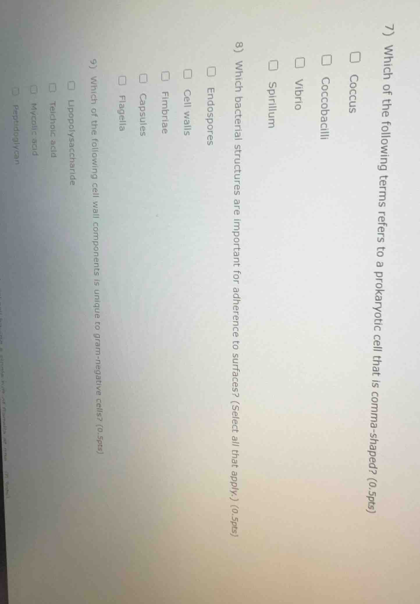 7) which of the following terms refers to a prokaryotic cell that is co…