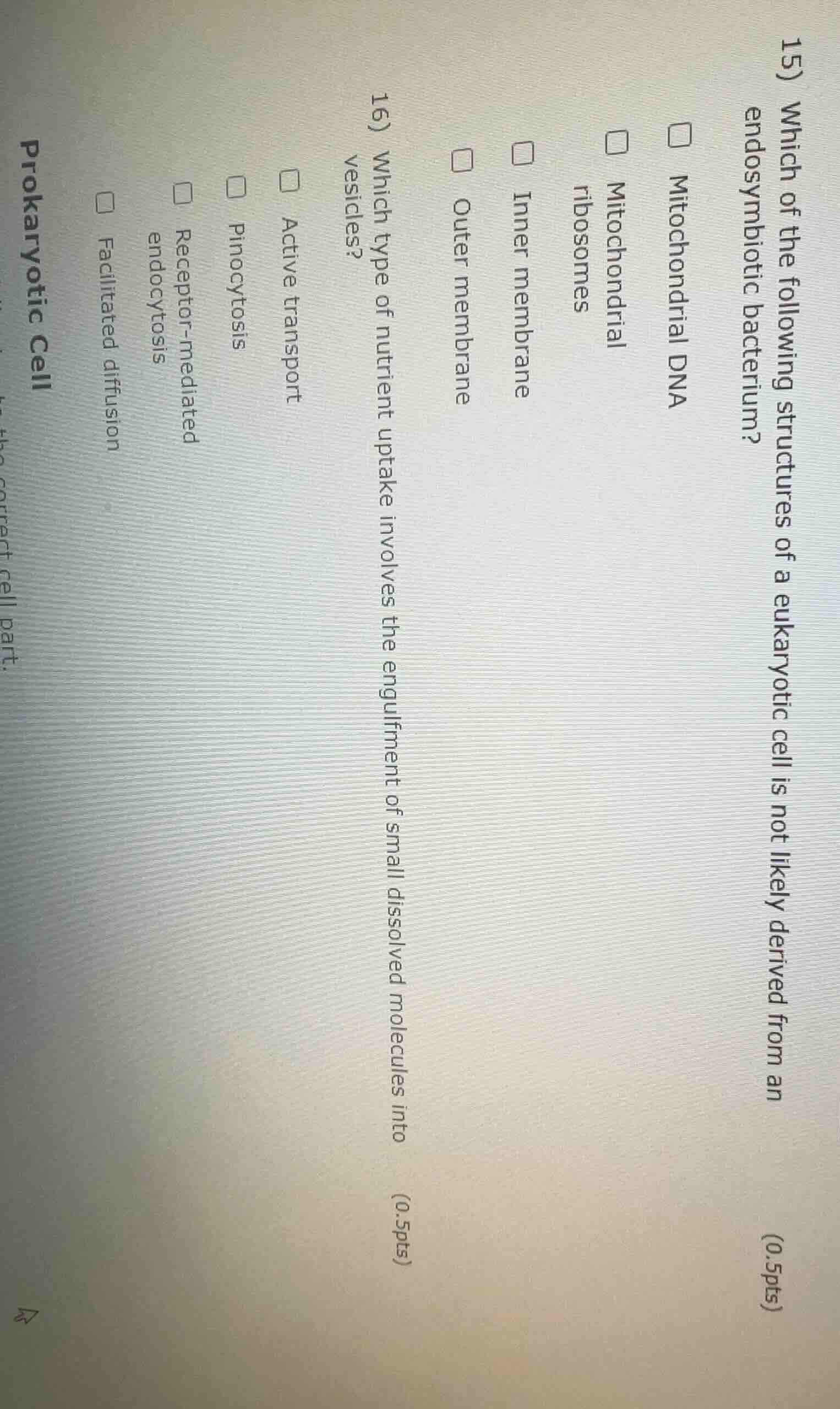 15) which of the following structures of a eukaryotic cell is not likel…