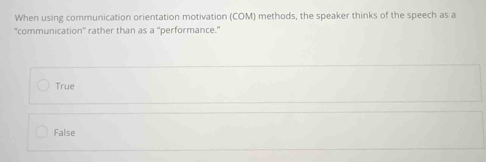 when using communication orientation motivation (com) methods, the spea…