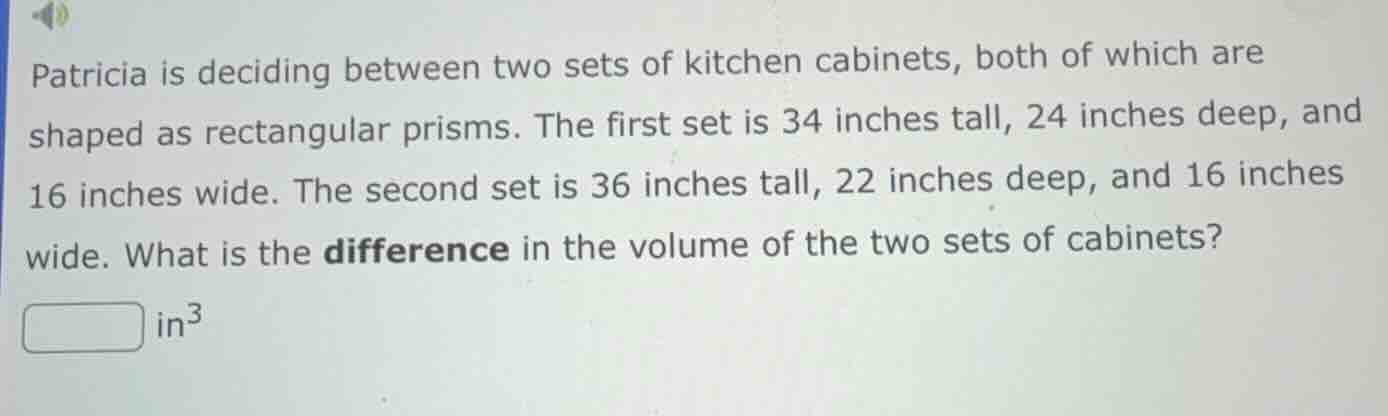 patricia is deciding between two sets of kitchen cabinets, both of whic…