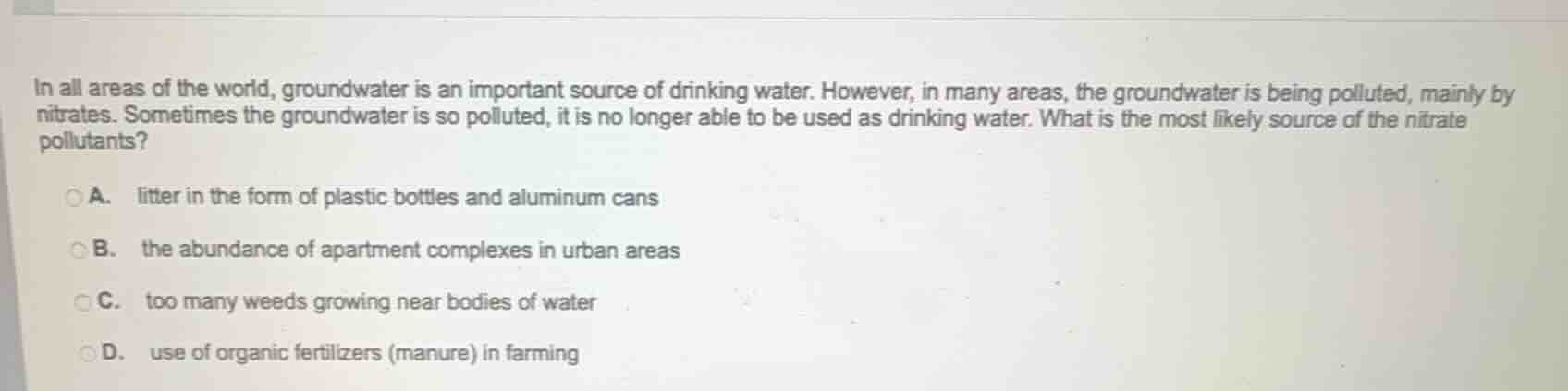 in all areas of the world, groundwater is an important source of drinki…