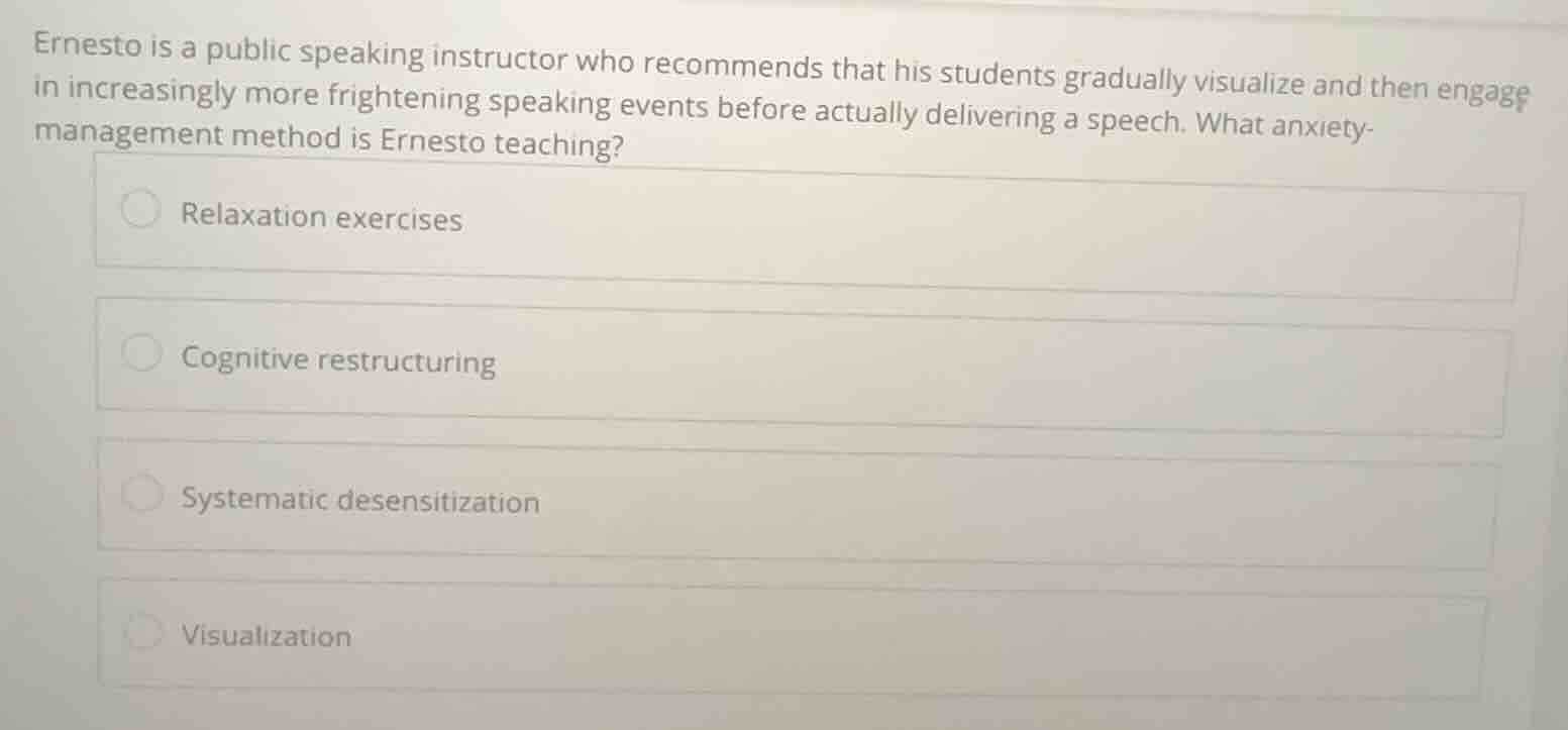 ernesto is a public speaking instructor who recommends that his student…