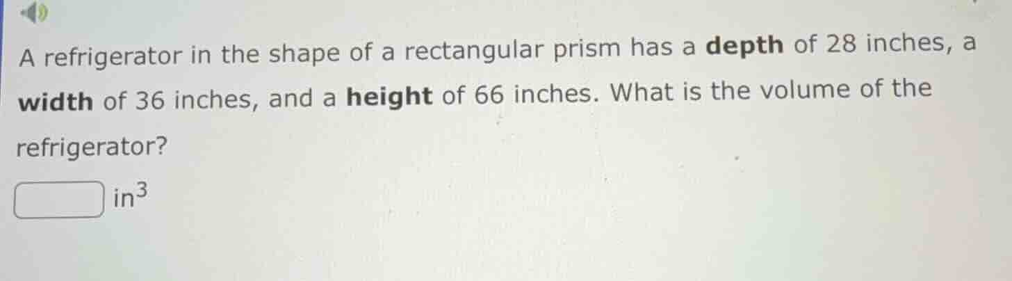 a refrigerator in the shape of a rectangular prism has a depth of 28 in…