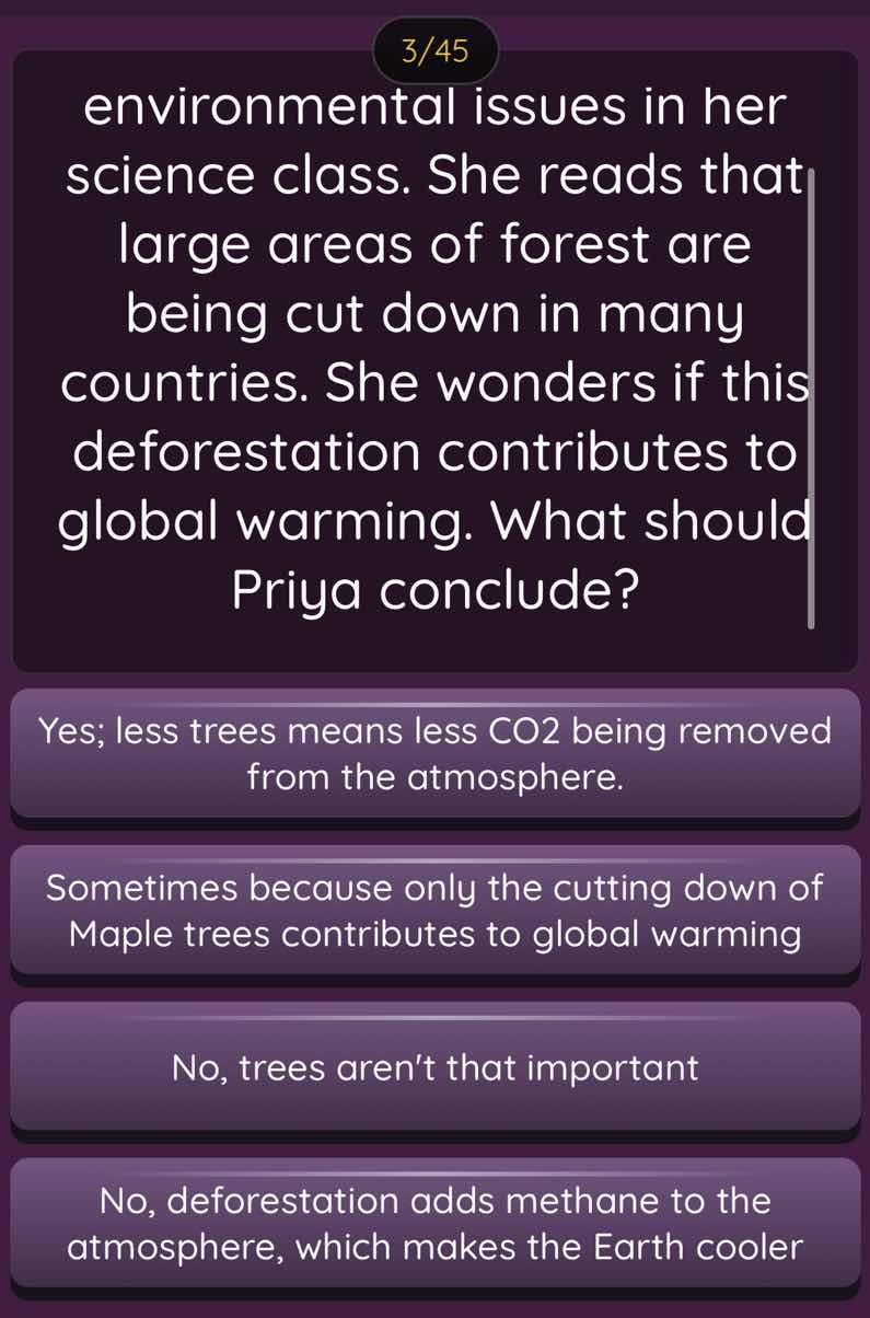 environmental issues in her science class. she reads that large areas o…