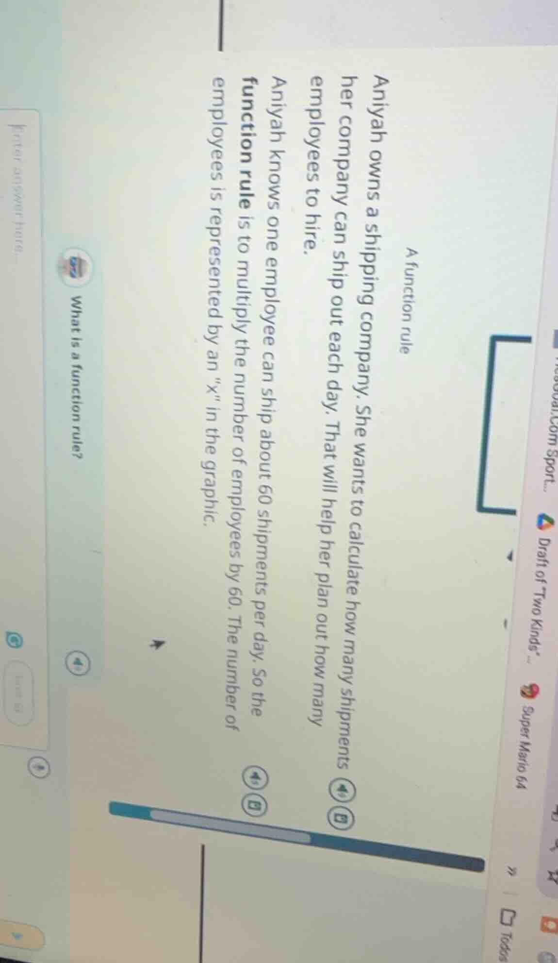 a function rule aniyah owns a shipping company. she wants to calculate …