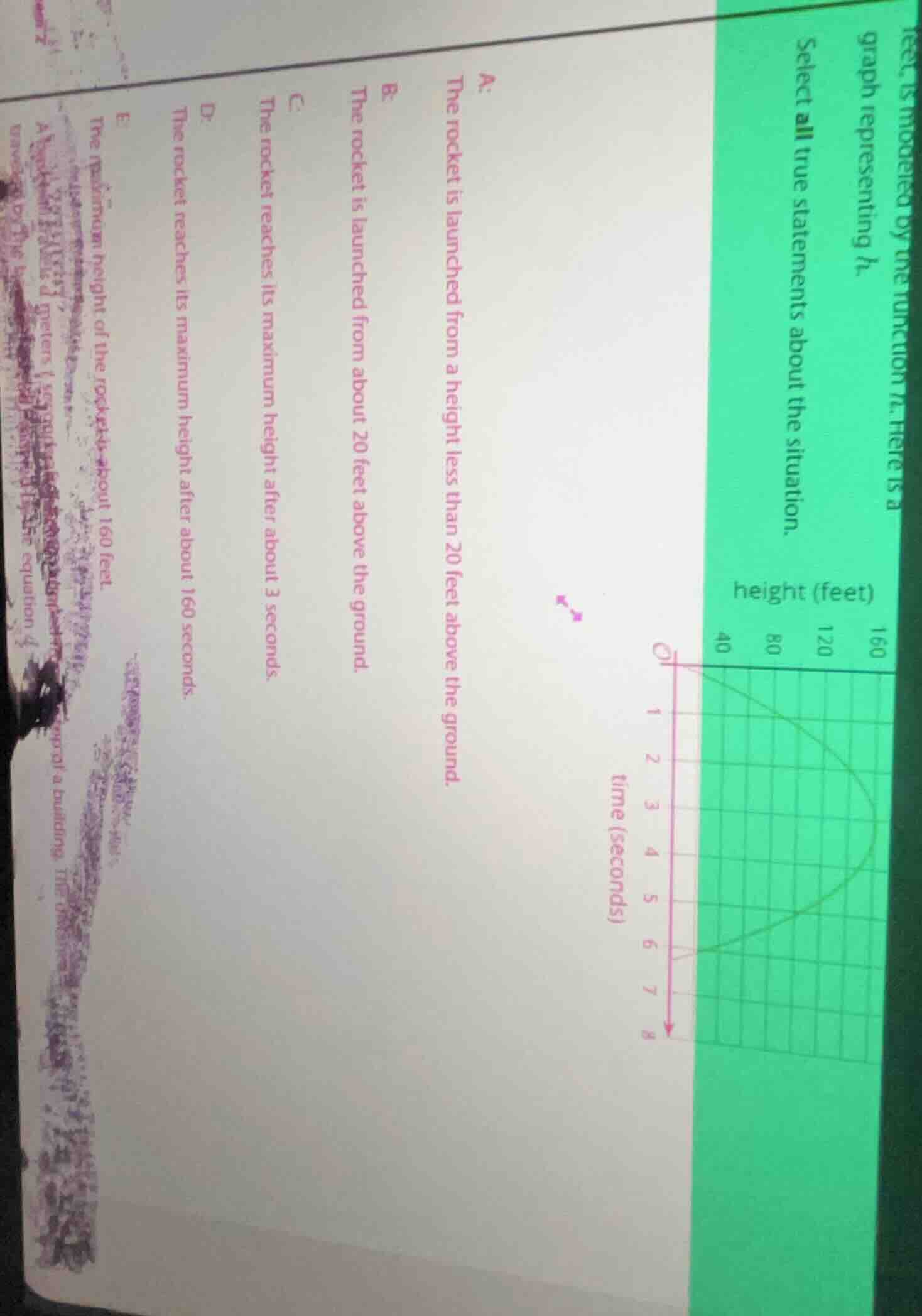 select all true statements about the situation. a: the rocket is launch…