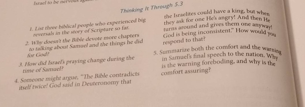 thinking it through 5.3 1. list three biblical people who experienced b…