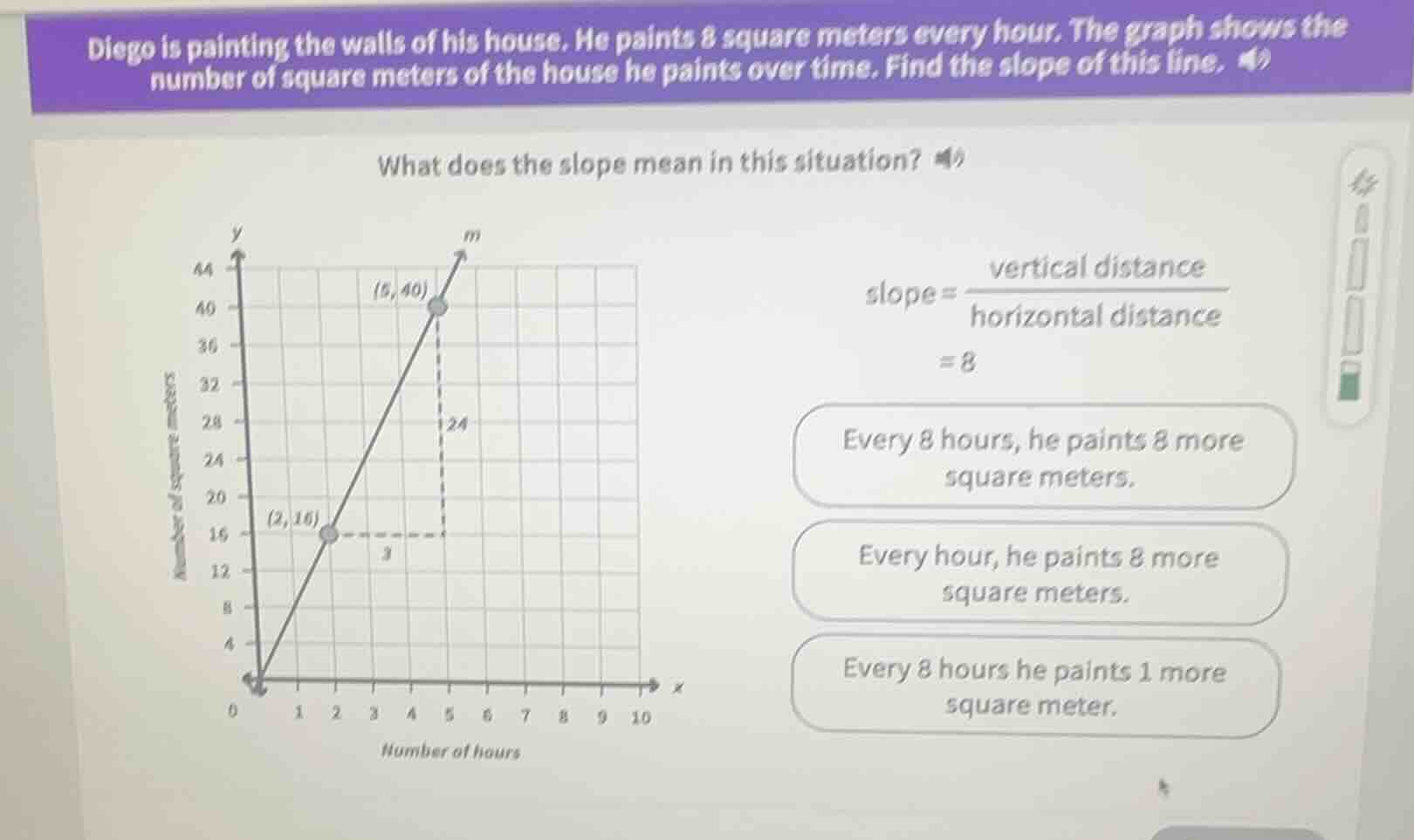 diego is painting the walls of his house. he paints 8 square meters eve…
