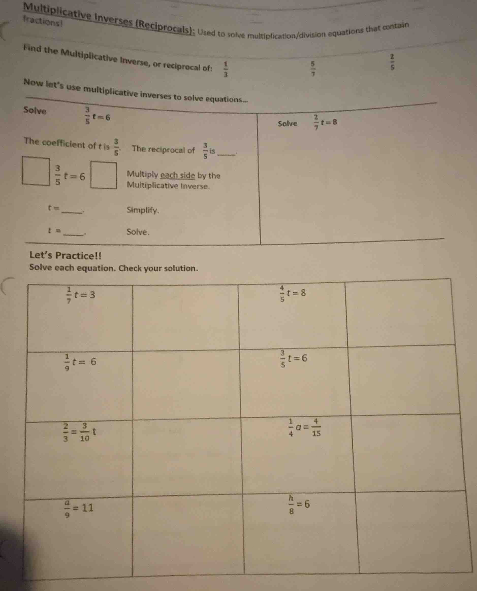 multiplicative inverses (reciprocals): used to solve multiplication/div…