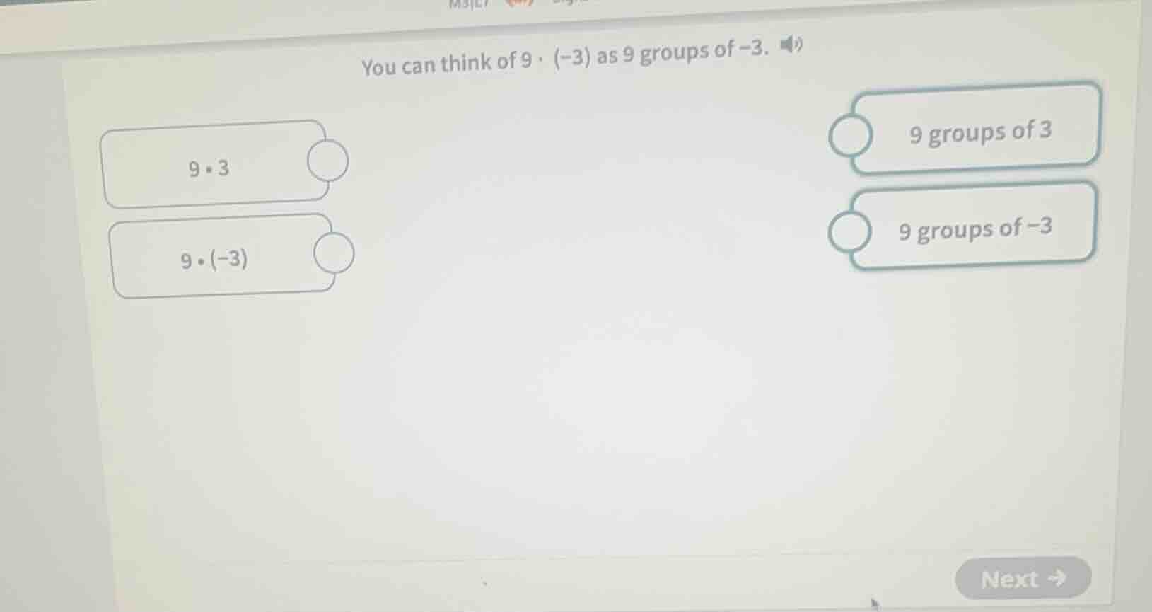 you can think of $9 \\cdot (-3)$ as 9 groups of $-3$. $9 \\cdot 3$ $9 \…