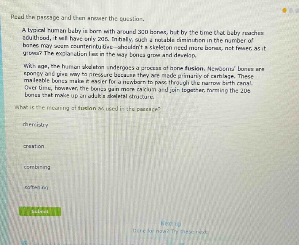 read the passage and then answer the question. a typical human baby is …