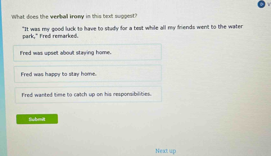what does the verbal irony in this text suggest? \it was my good luck t…