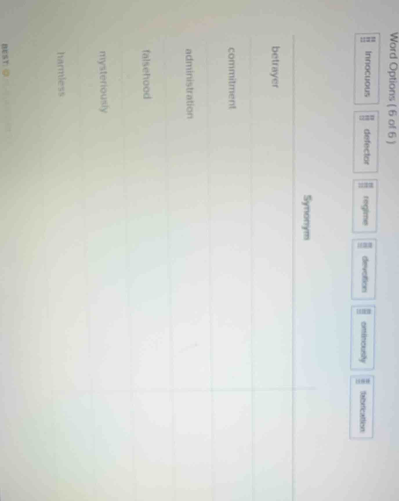 word options (6 of 6) synonyms word options: innocuous defector regime …